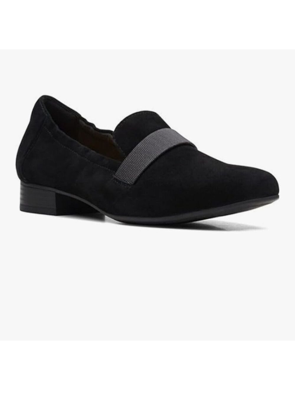 Clarks Black Suede Women’s Slip-On Loafer with Elastic Strap